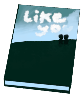 A book with two dark figures standing on a hillside in front of a sky with clouds that read 'Like You.'